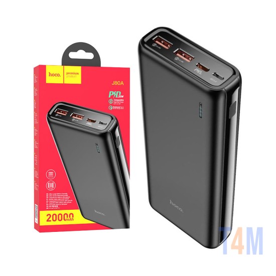 Power Bank Hoco J80A Premium (2 USB+ Tipo-C) 22,5W 20000mAh Negro